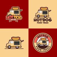 varmkorv food truck logotyp mall vektor