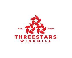 drei Sterne Windmühle Logo Konzept Vektor Illustration