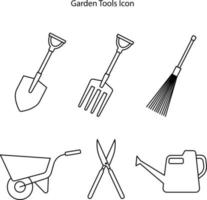 trädgård verktyg ikonuppsättning isolerad på vit bakgrund. trädgårdsverktygsikon tunn linje kontur linjär trädgårdsverktygssymbol för logotyp, webb, app, ui. trädgård verktygsikonen enkelt tecken. vektor