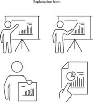 Erklärungssymbolsatz, linear isolierte Illustration, dünner Linienvektor, Webdesignzeichen, Entwurfskonzeptsymbol mit editierbarem Strich auf weißem Hintergrund. vektor