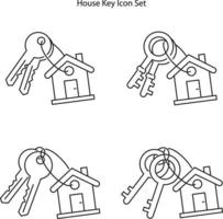 husikoner och nycklar för en person i ett nytt hem, husnyckelikonuppsättning. vektor