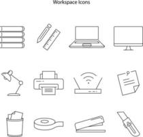 Arbeitsplatzsymbol isoliert auf weißem Hintergrund aus der Arbeit von zu Hause aus. Workspace-Symbol dünne Linie Umriss lineares Workspace-Symbol für Logo, Web, App, ui. Symbol einfaches Zeichen. Symbolsatz. vektor