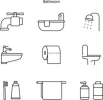 Satz von Badezimmersymbolen isoliert auf weißem Hintergrund aus der Hygienesammlung. Badezimmersymbol trendiges und modernes Badezimmersymbol für Logo, Web, App, ui. Badezimmer-Symbol einfaches Zeichen.