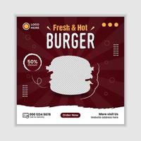 Burger Food Menü Förderung Social Media Post Banner Vorlagen. vektor