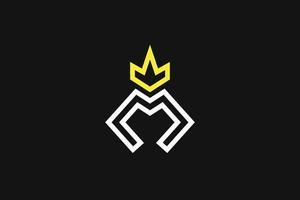 m kung logotyp, krona prydnad, monogram stil design vektor