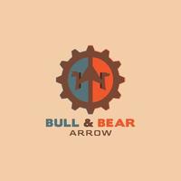 pil tjur och björn finansiella logotyp illustration vektor
