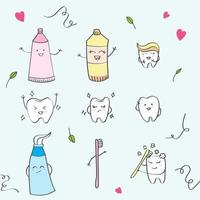 eine Sammlung von Symbolen zum Thema Zahngesundheit vektor