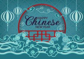 orientalischer hintergrundvektor für chinesisches neujahrskunstbanner vektor