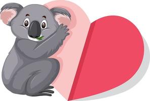 süßer Koala, der ein großes Herz umarmt vektor
