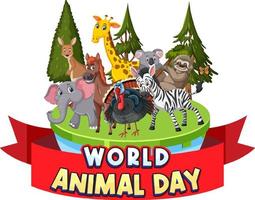 Logo zum Welttiertag mit afrikanischen Tieren vektor