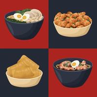 fyra kinesisk mat ikoner vektor