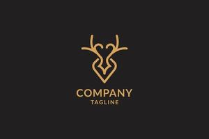 gyllene hjorthuvud logotyp kombinerat kärlekselement, monogram stilkoncept, lämplig för ditt företag eller varumärkesidentitet vektor