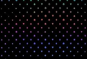 dunkle mehrfarbige, regenbogenfarbene Vektorvorlage mit Pokersymbolen. vektor
