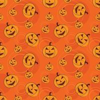 Kürbischarakter nahtloses Muster abstraktes Halloween-Feiertagsereignis orange Farbe Hintergrunddesign Vektorgrafik, Packpapier, dekorative schöne bunte Tapete vektor