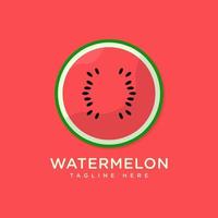 vattenmelon frukt logotyp vektor mall. vattenmelon i platt stil. vattenmelon ikon. vattenmelon och hälsosam frukt design med modern stil. vektor illustration
