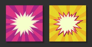 Pop-Art-Comic-Sunburst-Hintergrund. Retro-Strahlen, helle Sonnenstrahlen mit Punkten. vektor