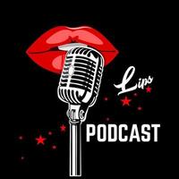 podcast und lippenfrauenlogo vektor