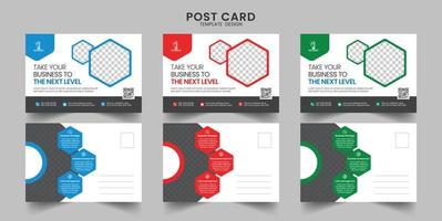 företagsföretag eller marknadsföringsbyrå vykort mall design och eddm vykort design mall vektor