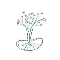 eine Vase mit Blumen im skandinavischen Stil. einfaches filigranes Design. umarmt vektor