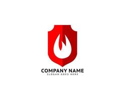 Feuerschild-Logo-Template-Design vektor