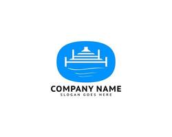 beach pier docka logotyp design vektor