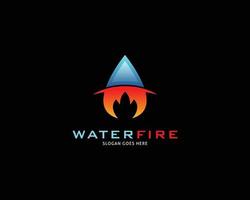 Wassertropfen-Feuer-Logo-Design-Vorlage-Symbol vektor