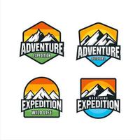 äventyrsexpedition berg utomhus logotyper vektor