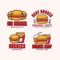 hamburgare logotyper design illustration samling vektor