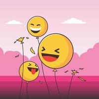 lachende Emoticons in Form von Luftballons, von denen einige explodieren vektor