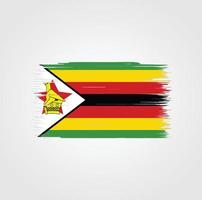 zimbabwe flagga med borste stil vektor