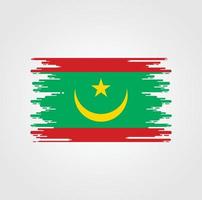Mauretanien-Flagge mit Aquarellpinsel-Design vektor