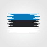 Estlands flagga med akvarell borste stil design vektor