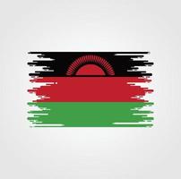 malawis flagga med akvarell borste stil design vektor