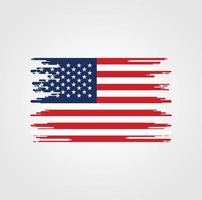 amerikanische flagge mit aquarellpinseldesign vektor