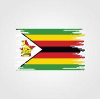 zimbabwe flagga med akvarell borste stil design vektor