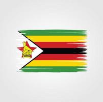 Zimbabwes flagga med borste stil vektor