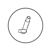 inhalatorikonen isolerad på vit bakgrund. andning för hostlindring, inandning, allergisk patient. medicinsk allergi astma inhalator spray. vektor illustration.