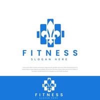 fitness och gym skivstång symbol logotyp, formgivningsmall vektor