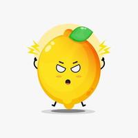 söt citron karaktär är arg vektor