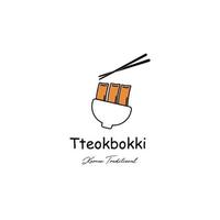 tteokbokki koreansk traditionell mat linjekonst ikon logotyp minimalistisk vektorillustration design vektor