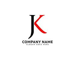 första bokstaven jk logotyp malldesign vektor