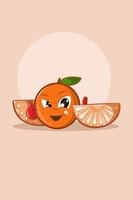 söt frukt orange leende karaktär design illustration vektor