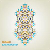 islamischer grußkartenfahnenhintergrund mit dekorativen bunten details der islamischen kunstornamente des blumenmosaiks vektor
