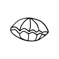 Austernmuschel handgezeichnetes Doodle. , minimalistisch, skandinavisch, monochrom, nordisch. Meereslebewesen Meer Ozean Aufkleber Symbol vektor