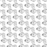 fisk sömlösa mönster handritad doodle. , minimalism, skandinavisk, monokrom, nordisk. marint liv, hav hav tapeter textil bakgrund omslagspapper vektor
