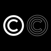Urheberrechtssymbol Symbolsatz weiße Farbe Abbildung flacher Stil einfaches Bild