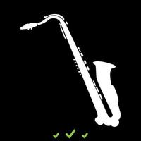 Saxophon ist ein weißes Symbol. vektor