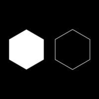 hexagon ikonuppsättning vit färg illustration platt stil enkel bild vektor