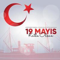 19 mayis ataturk'u anma, genclik ve spor bayrami. 19. mai gedenken an atatürk, jugend- und sporttag. vektor