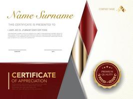 Diplom-Zertifikatsvorlage in Rot und Gold mit luxuriösem und modernem Vektorbild vektor